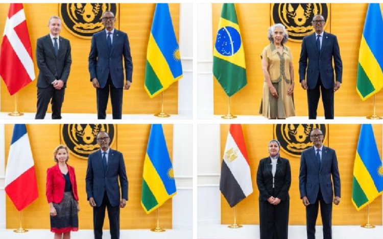 Perezida Kagame yakiriye ba ambasaderi bashya, barimo uwa Denmark (Amafoto)